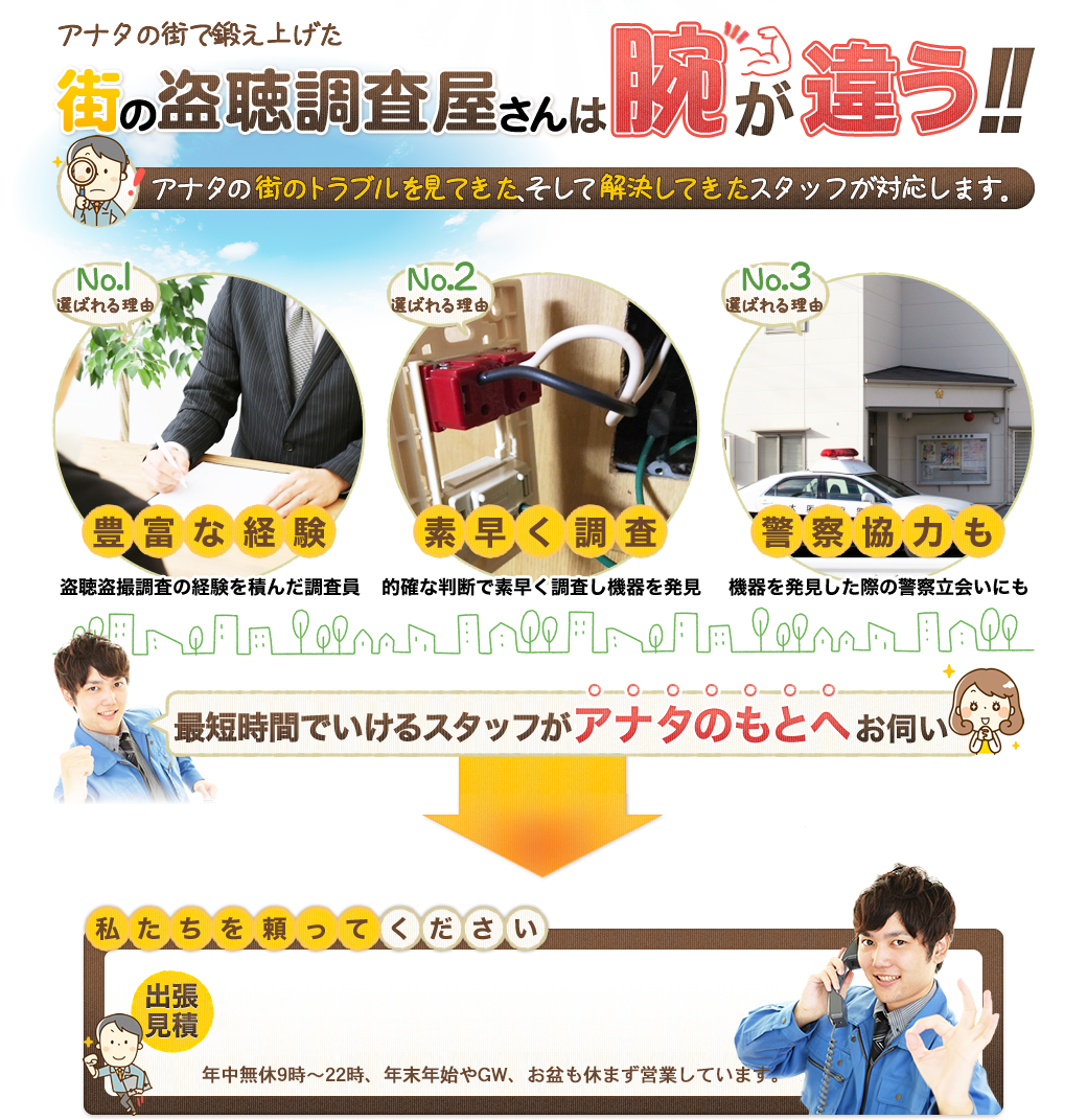 アナタの街で鍛え上げた街の盗聴調査屋さんは､腕が違う!!